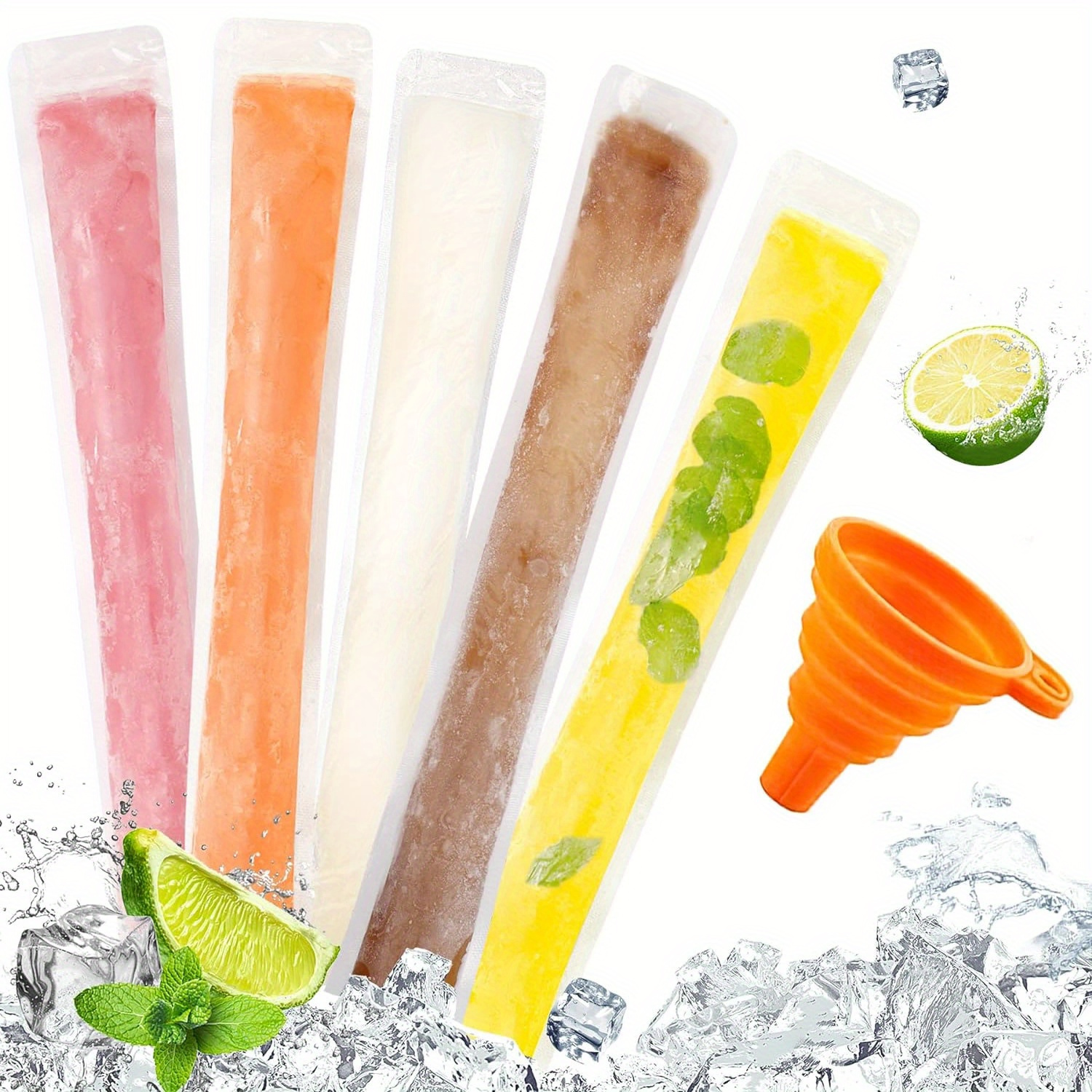 Homemade Food Snacks - 100Pack Food Grade Reusable Ice Popsicle