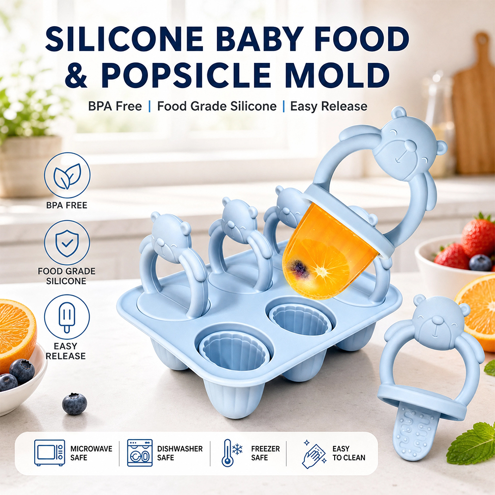 Homemade Food Snacks - 6-compartment silicone bear popsicle mold, homemade