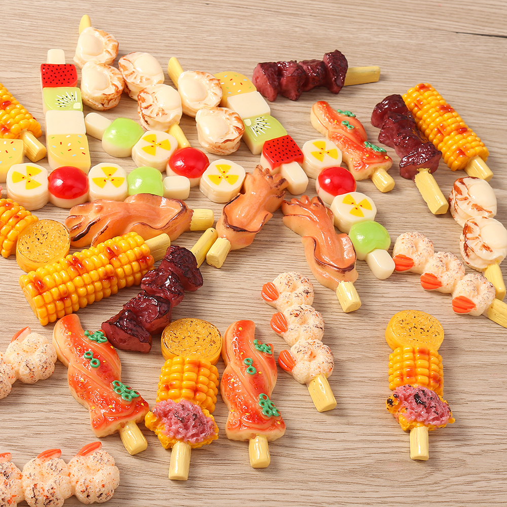 Zinc Food Snacks - Tusember 4pcs Cute Snack Barbecue Charms