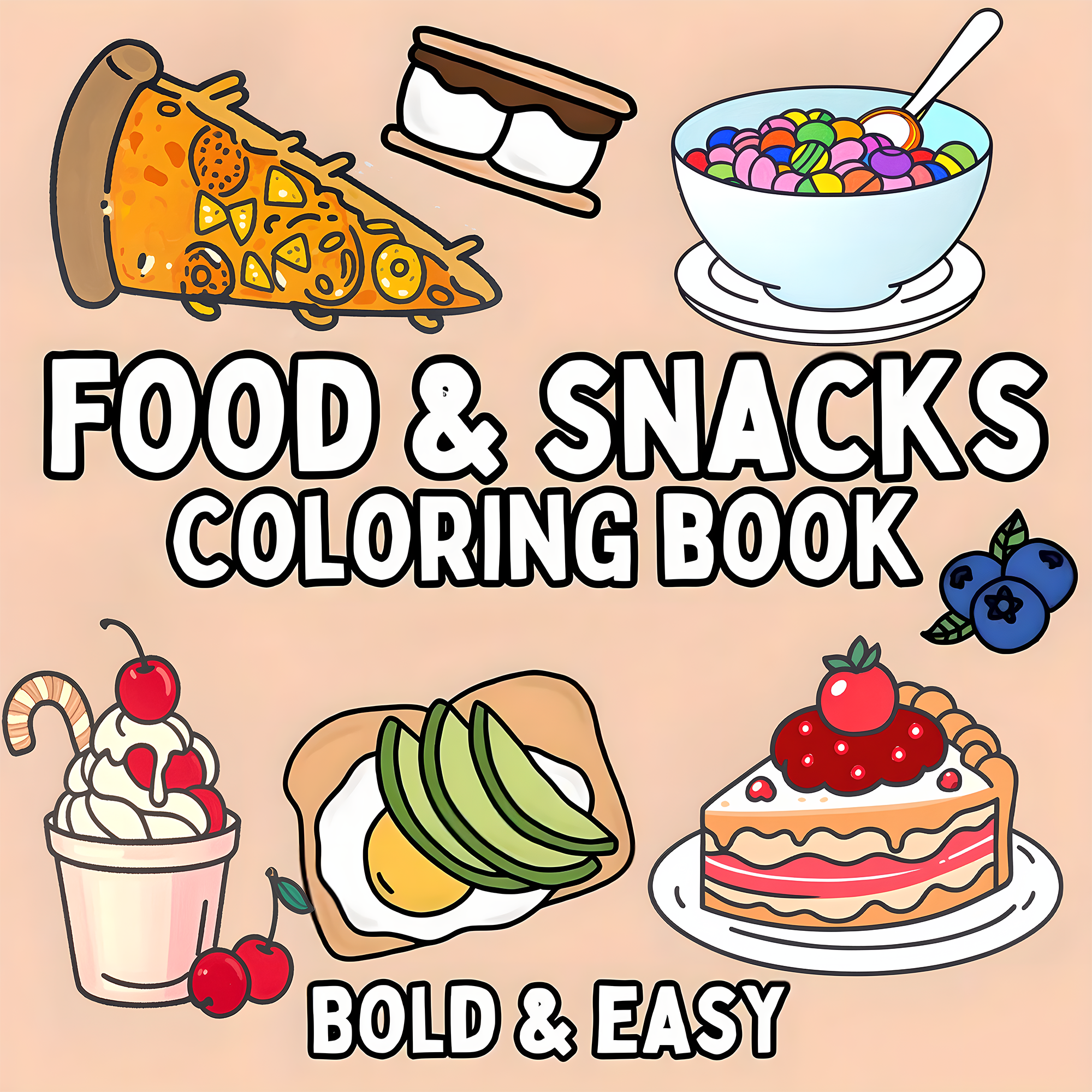 Food Y Snacks Coloring Book - Delicious Food & Snack Themed Adult