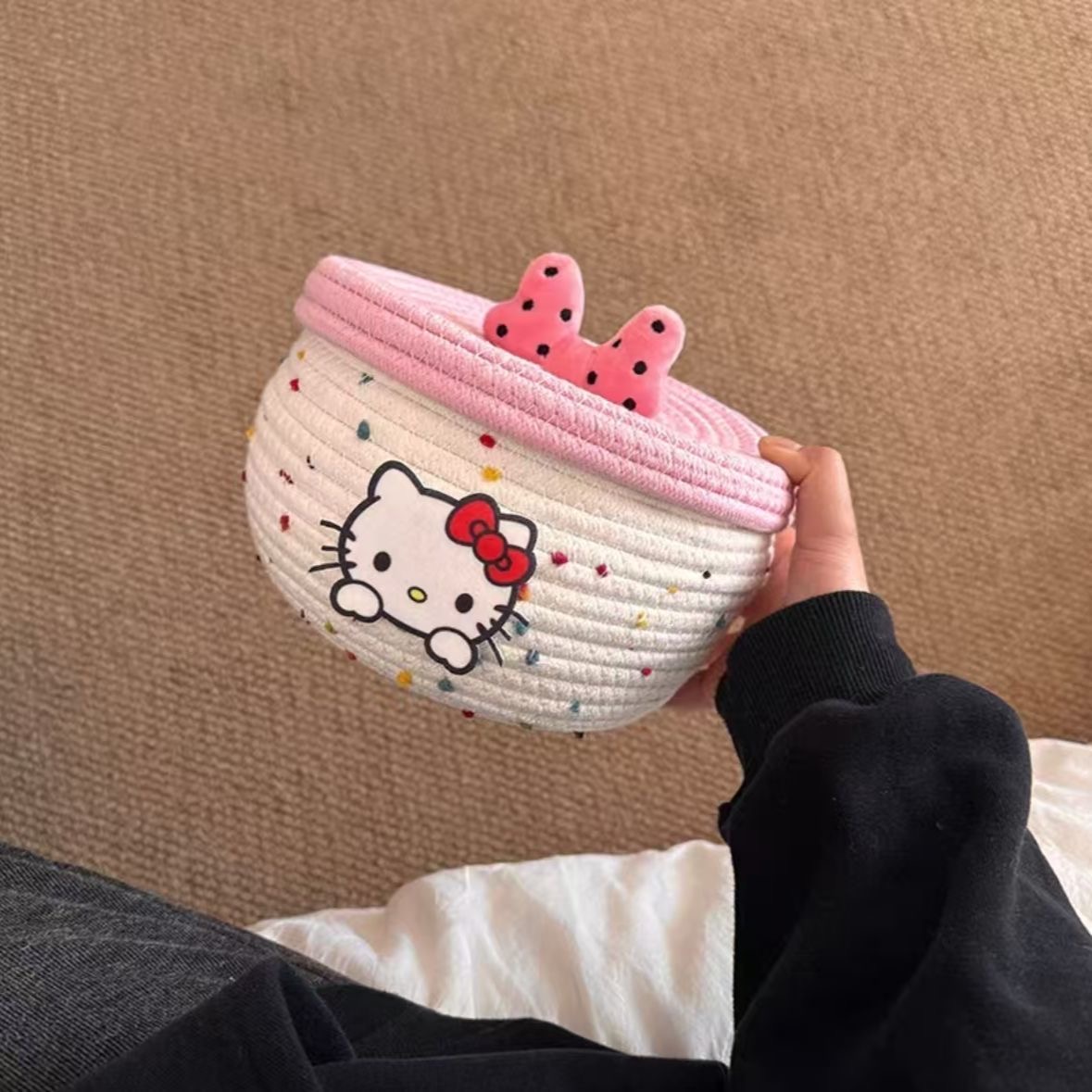 Food Snacks To Eat - Cute Hello Kitty Cotton Hand-woven Storage
