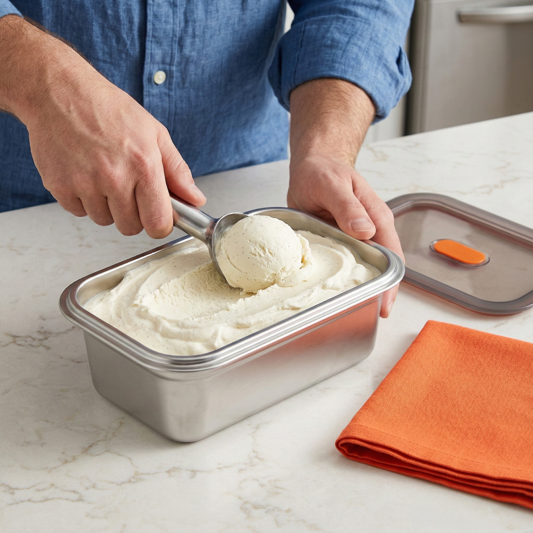 Stainless Steel Ice Cream Stor - Homemade Food Snacks ulasan dan harga