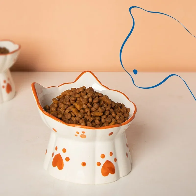 Cat Ceramic Food Bowl Elevated - Food Snacks To Eat ulasan dan harga
