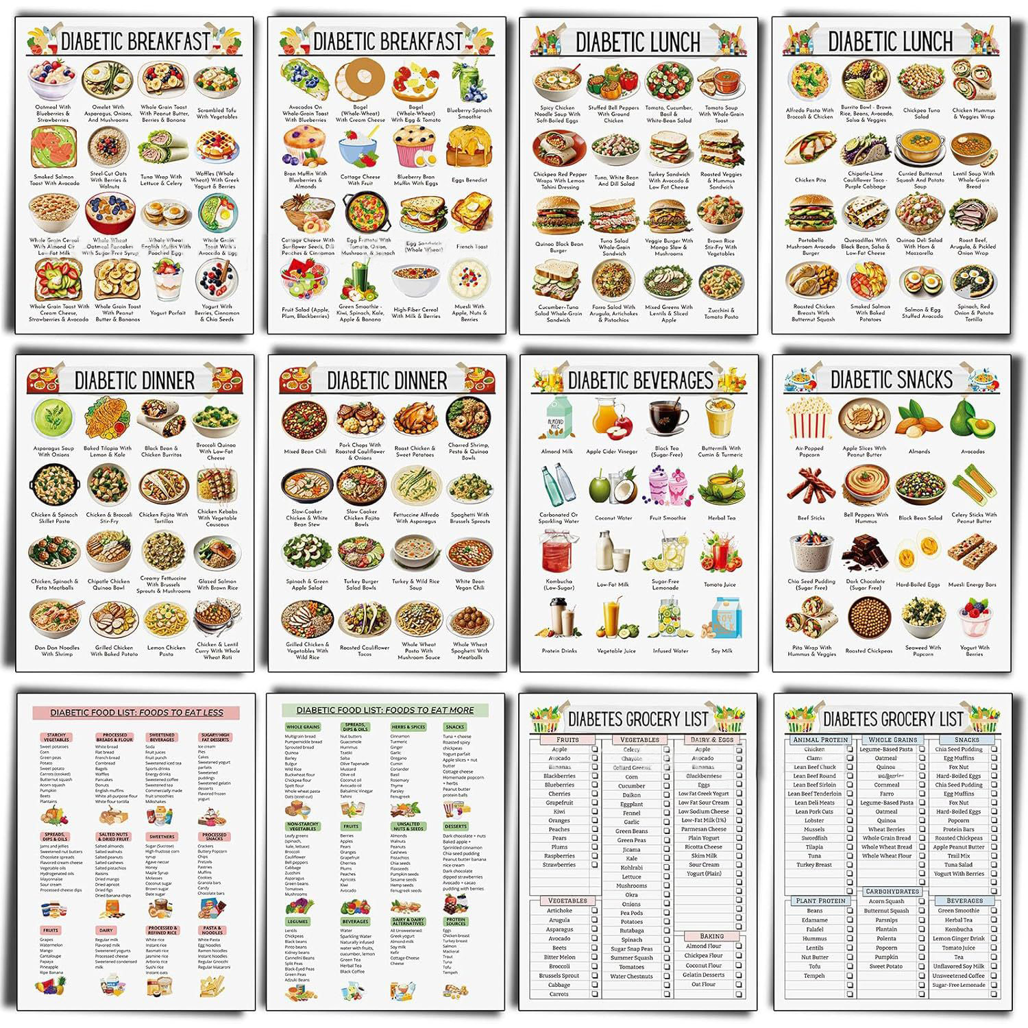 12pcs Diabetic Meal Planner Un - Food Snacks To Eat ulasan dan harga