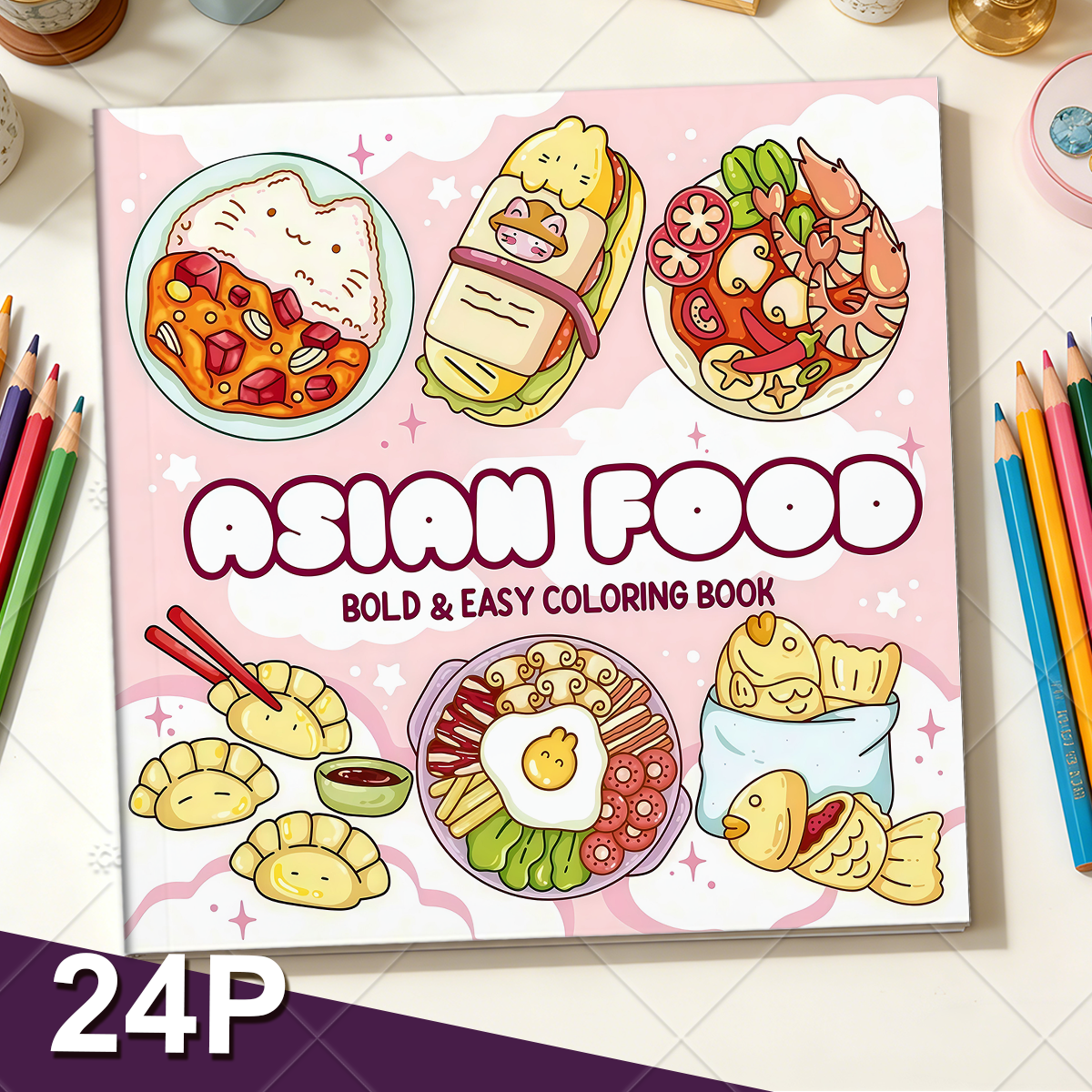 ASIAN Food Bold-easy Patterns  - Food Y Snacks Coloring Book ulasan dan harga