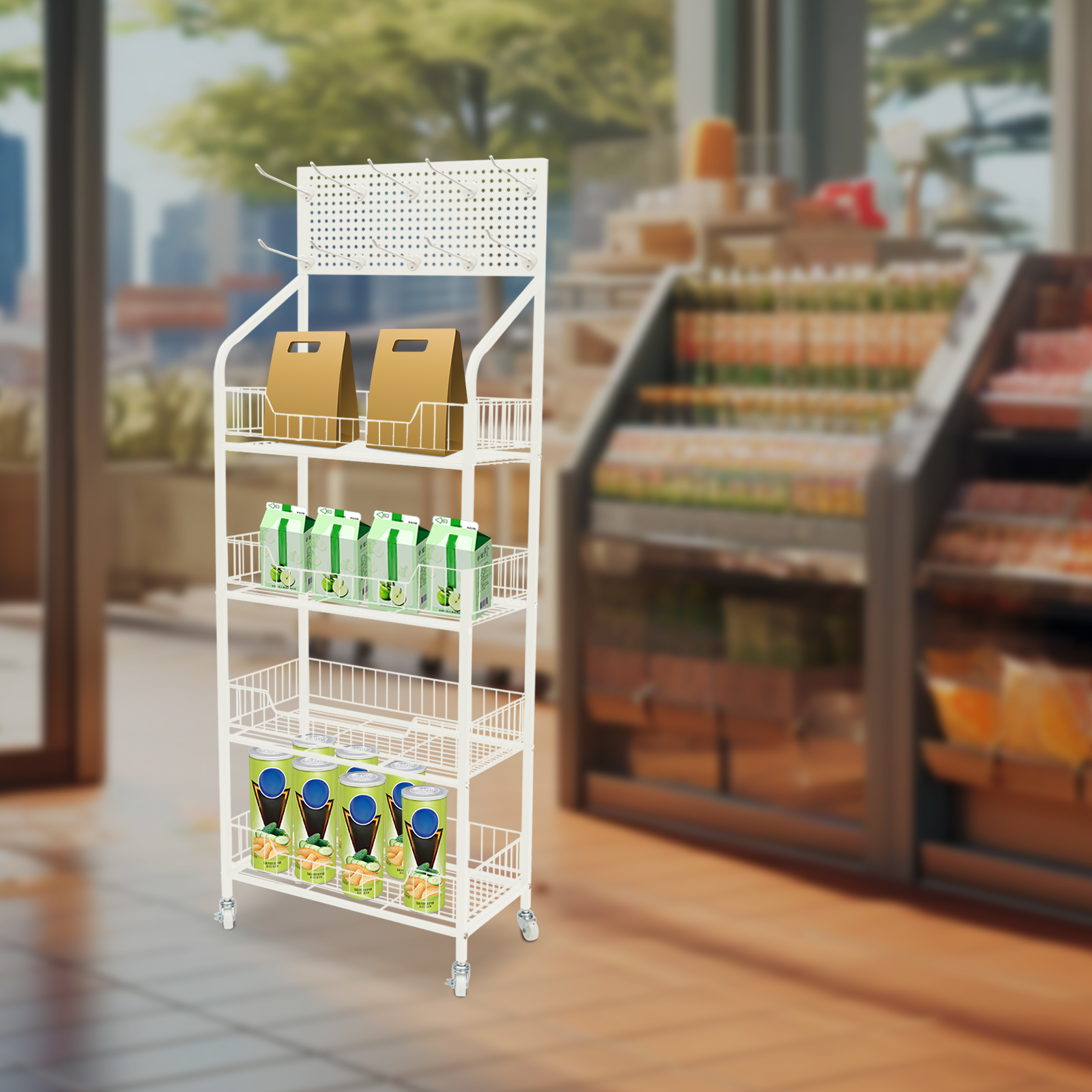 4-Tier Commercial Retail Displ - Food Snacks High In Iron ulasan dan harga