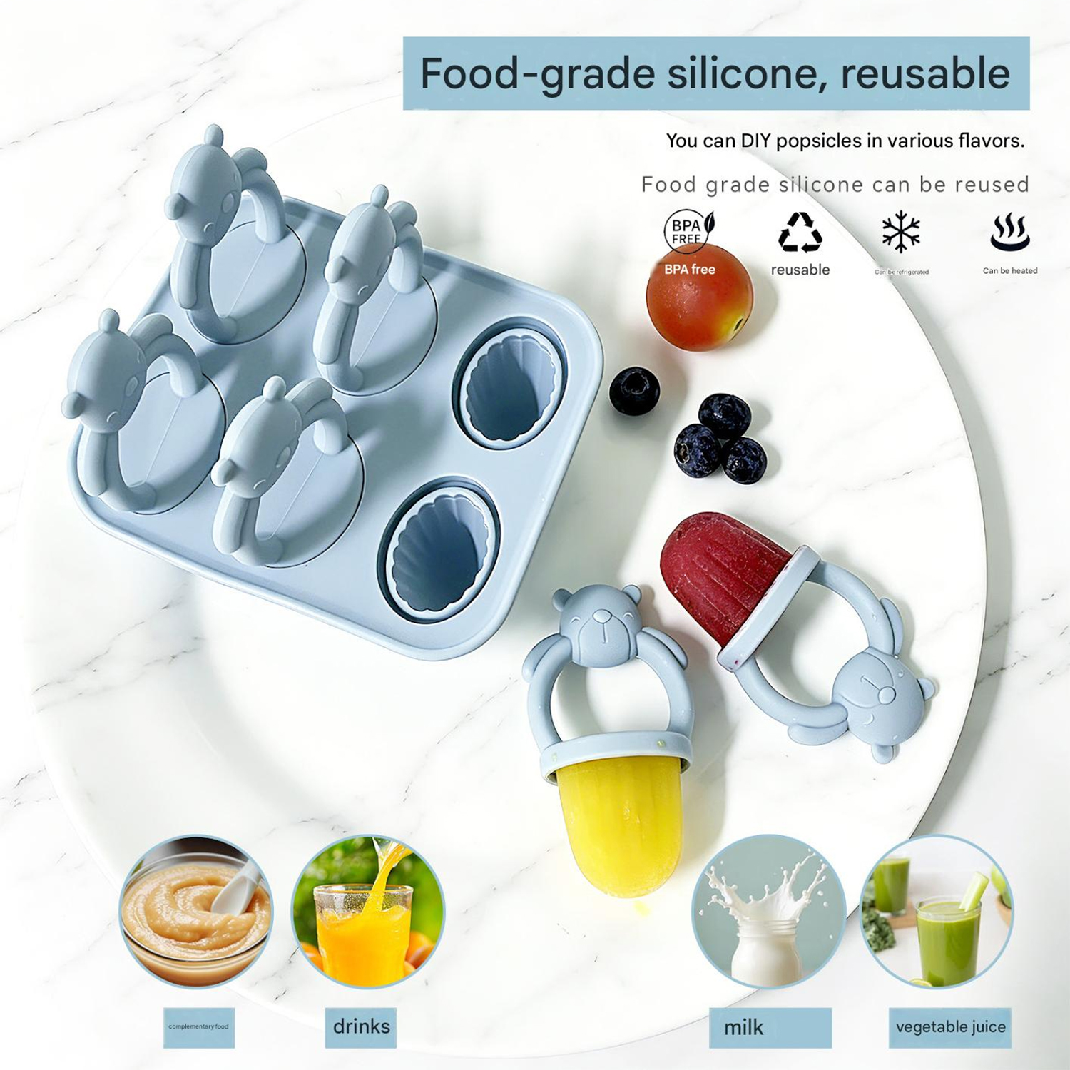 6-compartment silicone bear po - Homemade Food Snacks ulasan dan harga