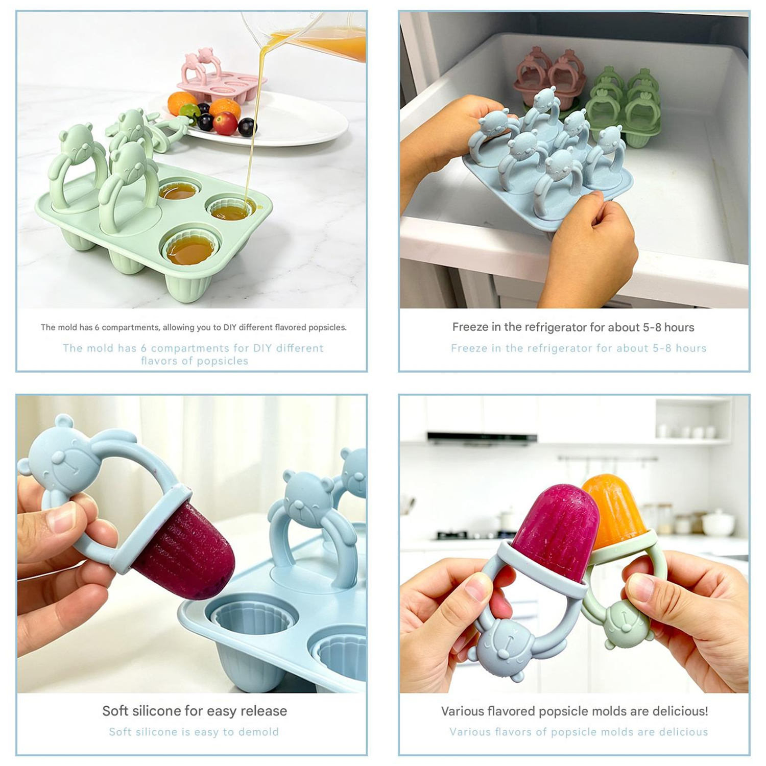 6-compartment silicone bear po - Homemade Food Snacks ulasan dan harga