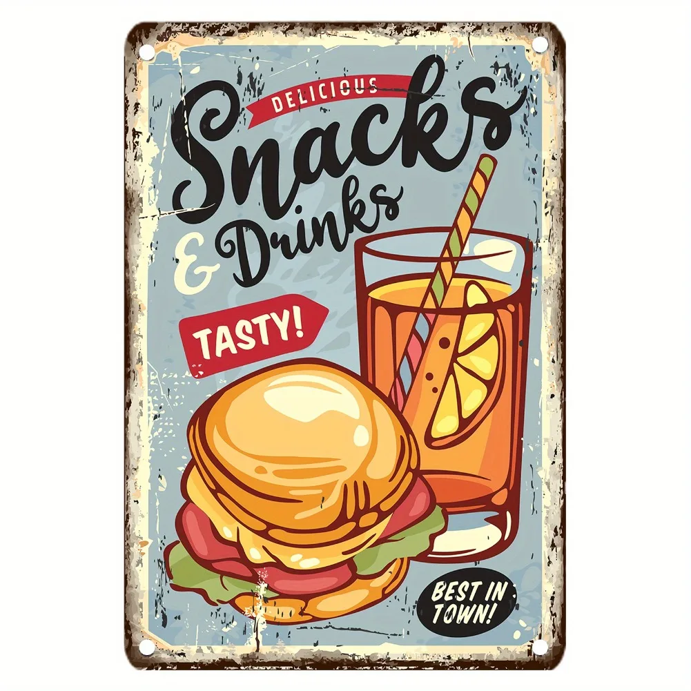 Vintage Food Metal Sign, 12x8  - Food Snacks Easy ulasan dan harga