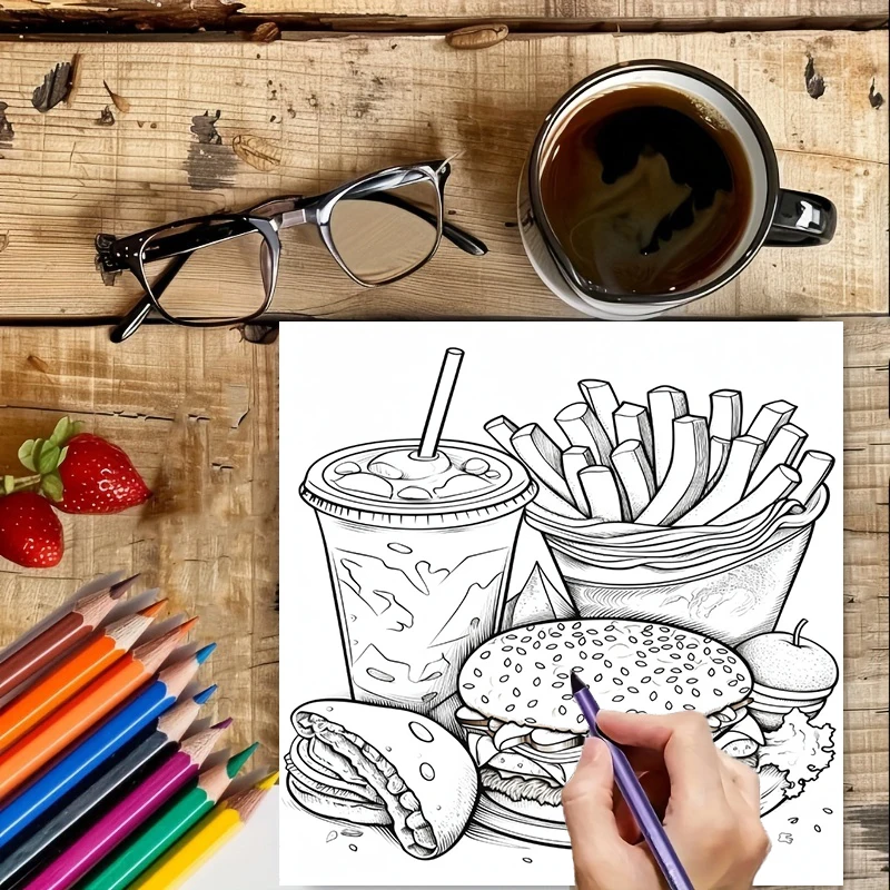Fast Food Coloring Book for Ad - Food Y Snacks Coloring Book ulasan dan harga